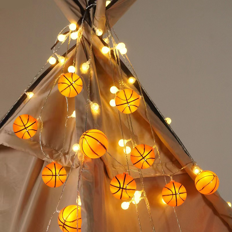 Basketball Decor String Lights, Battery Operated 10LED Sports Room Decor Lights For Boys Bedroom Or Sports Theme Party.