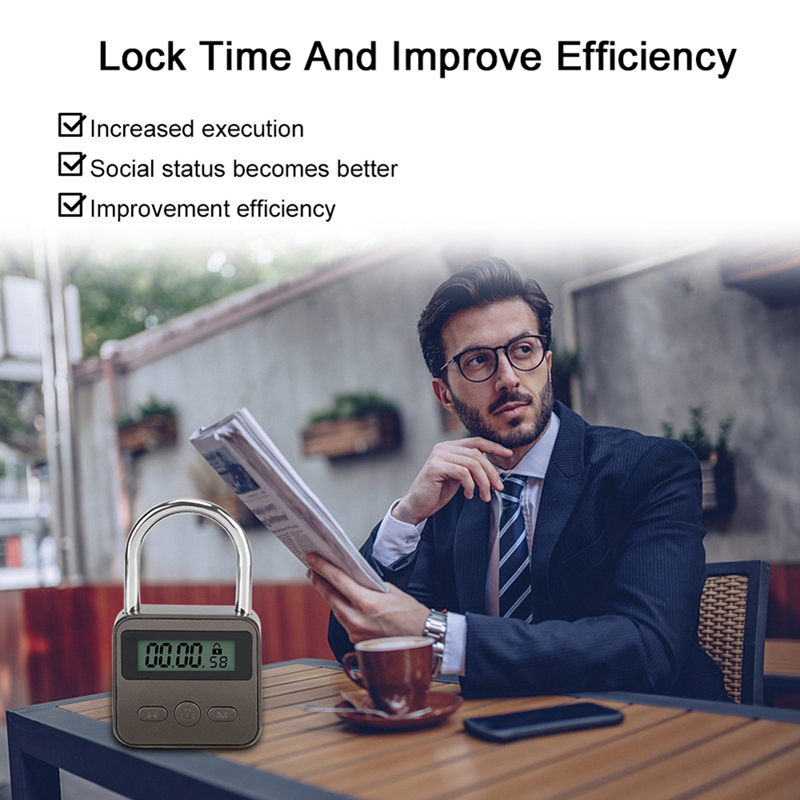 Smart Time Lock LCD Display Electronic Timer Switch USB Rechargeable Timer Padlock Travel Electronic Timer