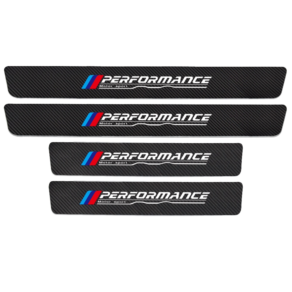 Hardingsun 4pcs bmw m performance carbon fiber car threshold protector auto door sill cover sticker for bmw e30 e36 e39 e46 e60 e90 f10 f30 g20 m4 accessories