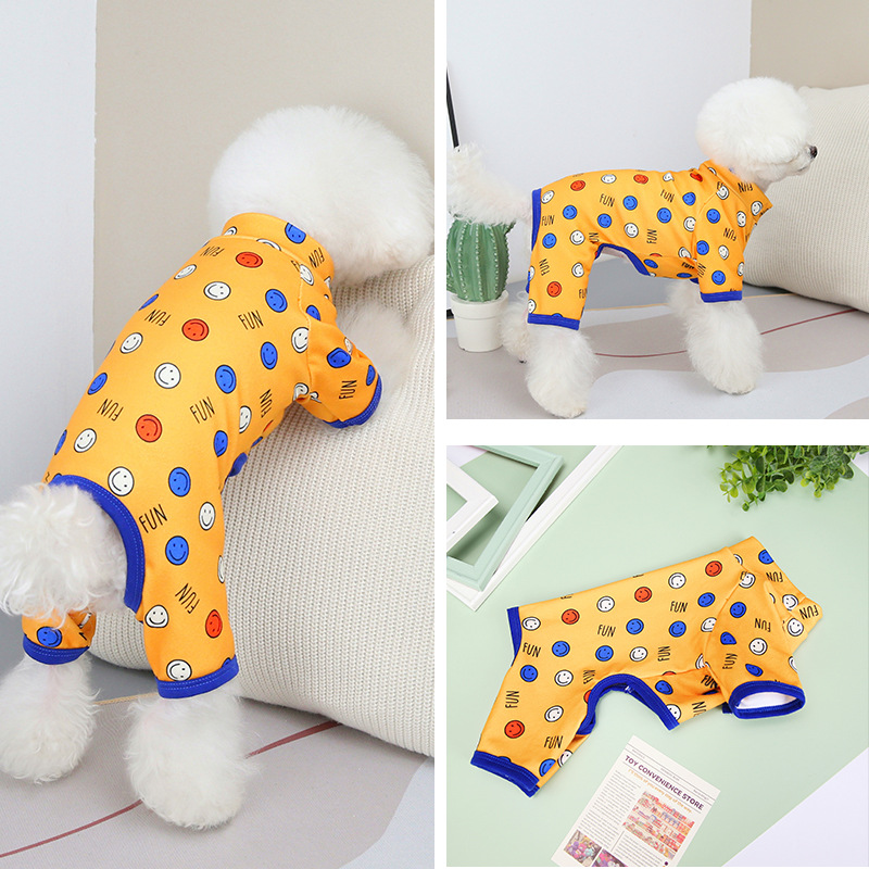 jumsuit (áo liền quần) in hình mặt cười cho chó mèo - T3 PETS SHOP