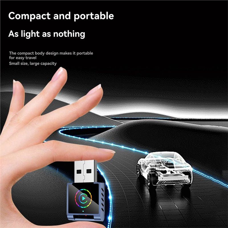 Smart AI Box 2IN1 Wireless CarPlay Android Auto Adapter RGB BT+ WIFI USB Dongle Plug Play Convert Conversion Wired to Wireless.