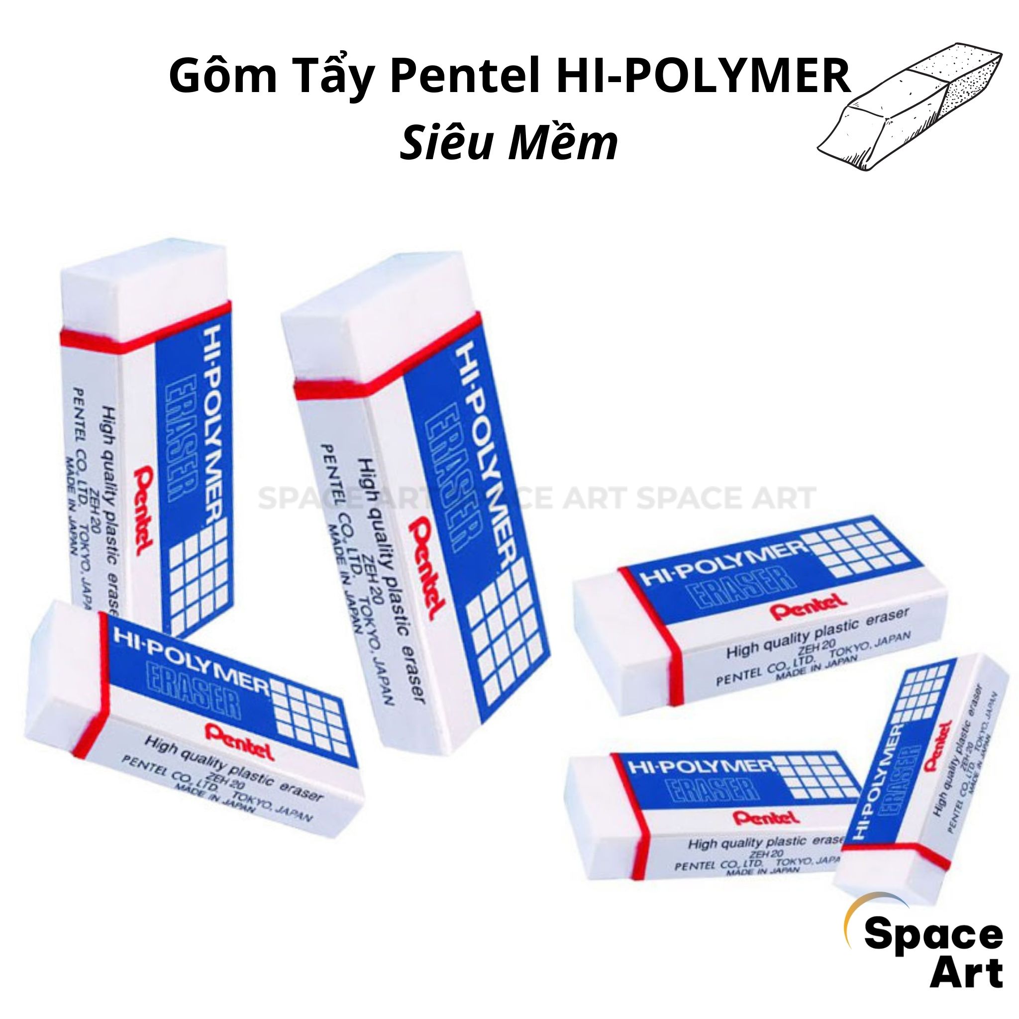 Gôm tẩy pentel hi-polymer siêu mềm