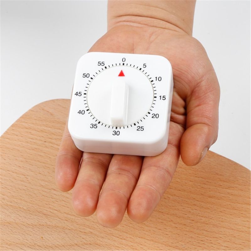 Square 60 Minute Mechanical Kitchen Timer Chef Cooking Timer Clock with Loud Alarm No Batteries Required Kitchen Learn