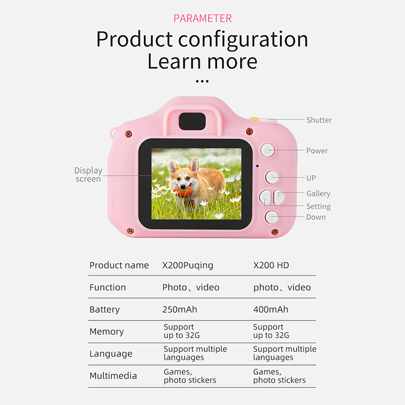 Mini Children Camera X2 Digital Vintage Camera Educational Toys Kids Projection Video Camera Outdoor Photography Toy Gifts. 