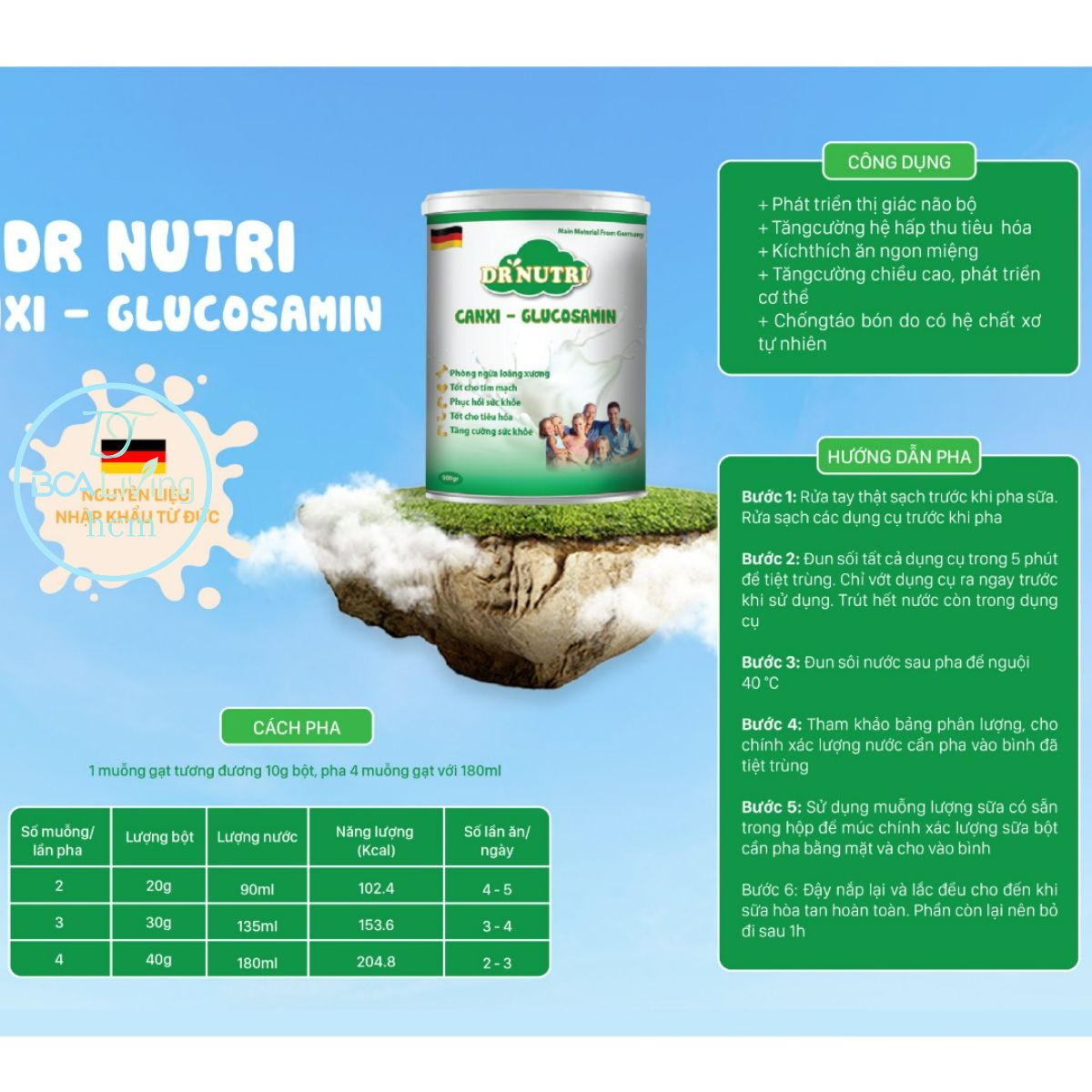 [Freeship 300k+quà 19k] Sữa bột cho cơ xương khớp Dr Nutri Canxi Glucosamin,Organic,bcalivinghcm,dành cho người già loãng xương thiếu canxi,...