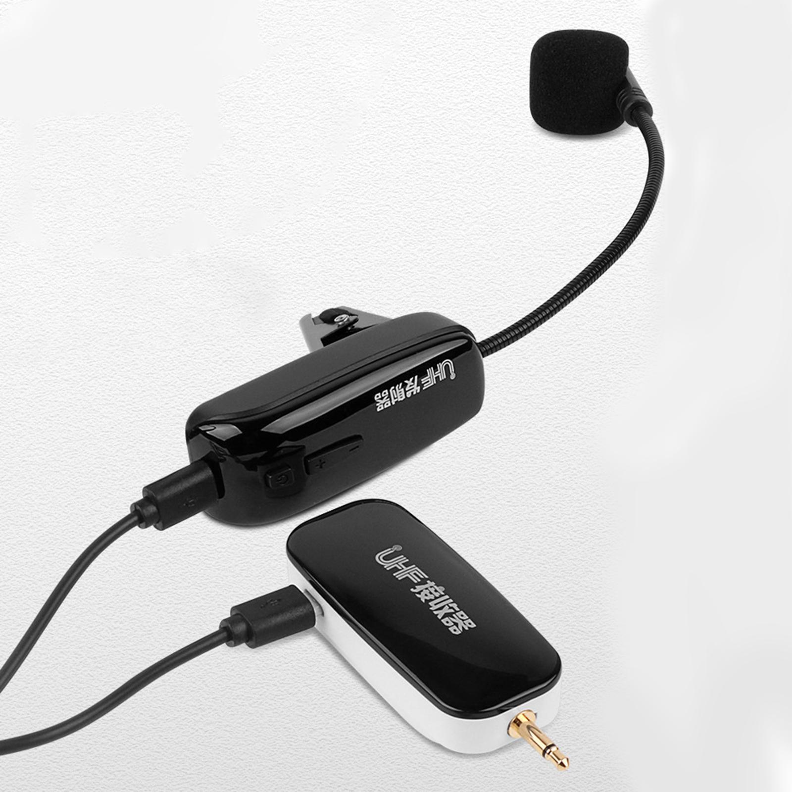 freneci freneciPortable Cordless Musical Instruments Mic Clip On Range Transmitter&Receiver Lavalier Mic Cordless Receiver Instrument Microphone for Tuba