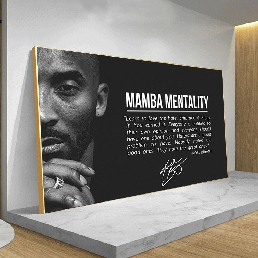 Kobe Bryant Inspirational Mamba Mentality Quotes Canvas Print Poster Painting 1PCS no Frame or wooden Inner Framed