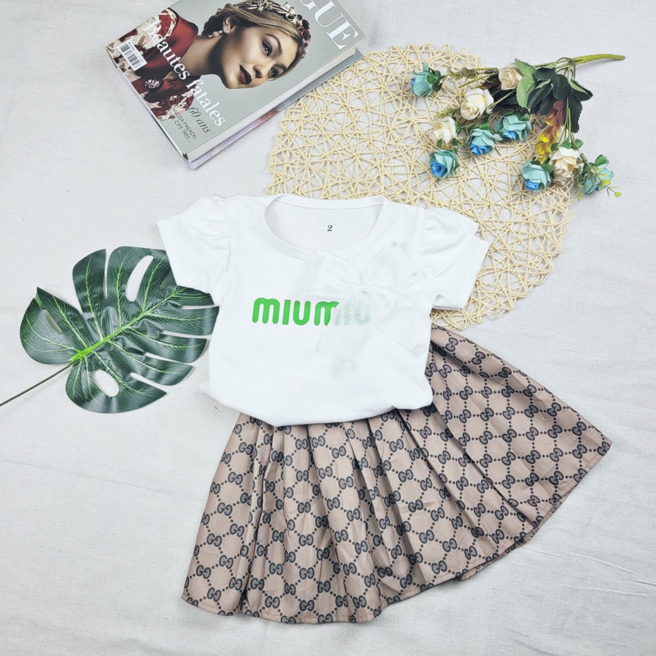 [Ảnh thật] set chân váy xếp ly dễ thương cho bé gái