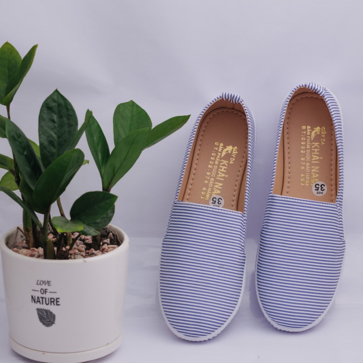 Giày Lười Nữ Khải Nam Kẻ Sọc Ngang