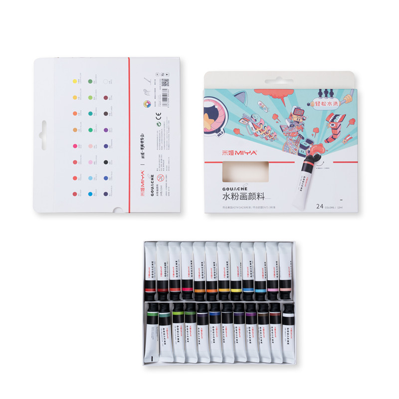 Bộ màu Gouache Miya Himi dạng tuýp 12 ml