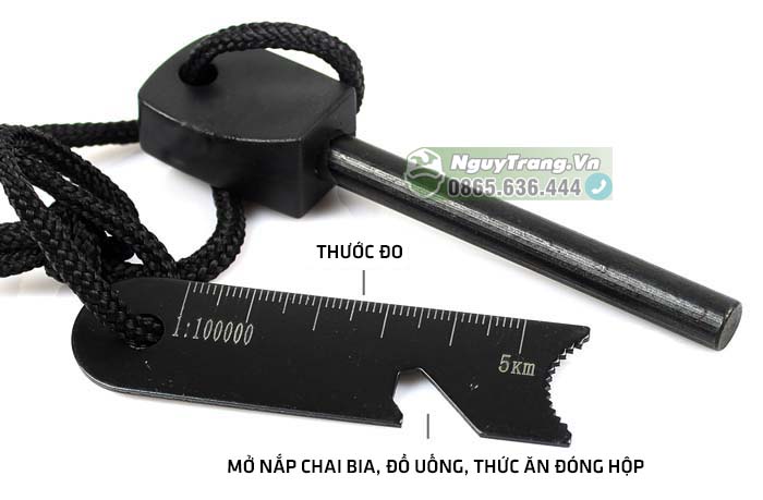Đá đánh lửa sinh tồn - Quẹt lửa magie chống nước tặng kèm còi