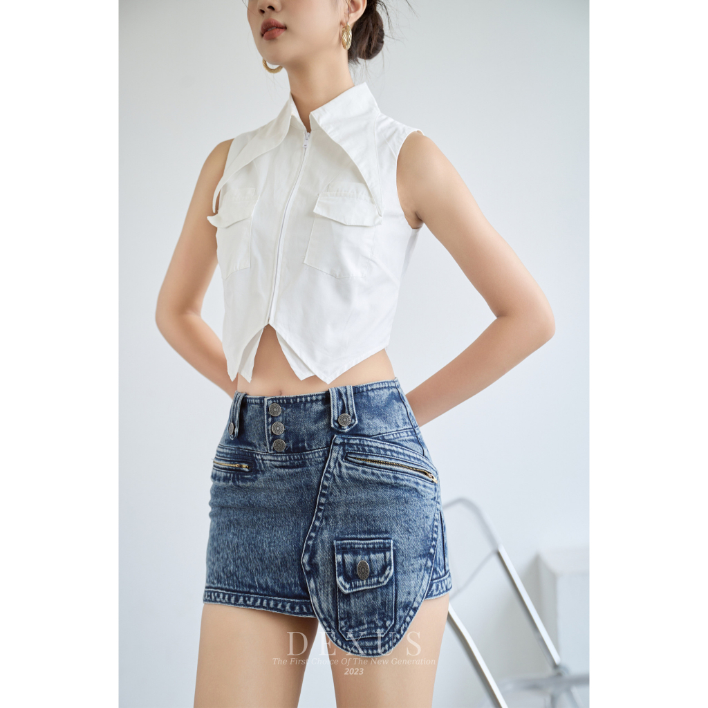 [Mã LAZXuhuong02 giảm 25K /199K] Dexus Chân Váy Bò Ngắn Túi Chéo  _DXCV70062