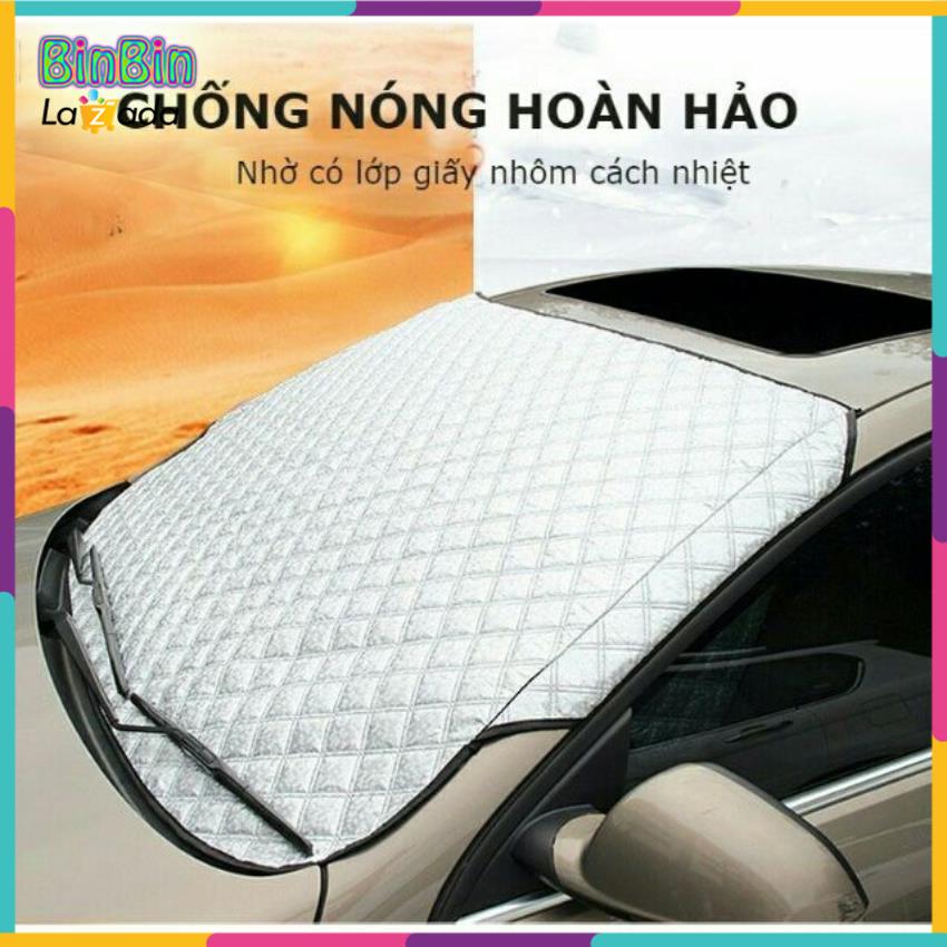 Bạt phủ kính lái ô tô 4 lớp phủ tráng nhôm cao cấp chống nắng, chống gió