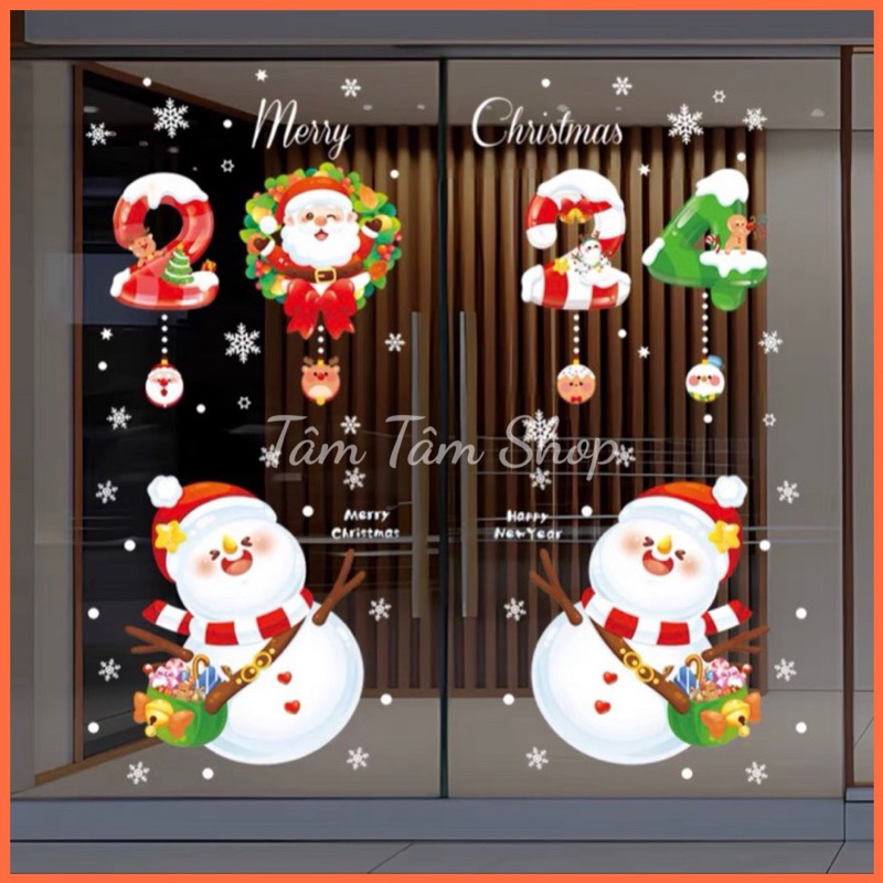 Decal Noel 2024 hít tĩnh điện(không keo)chỉ dán kính.