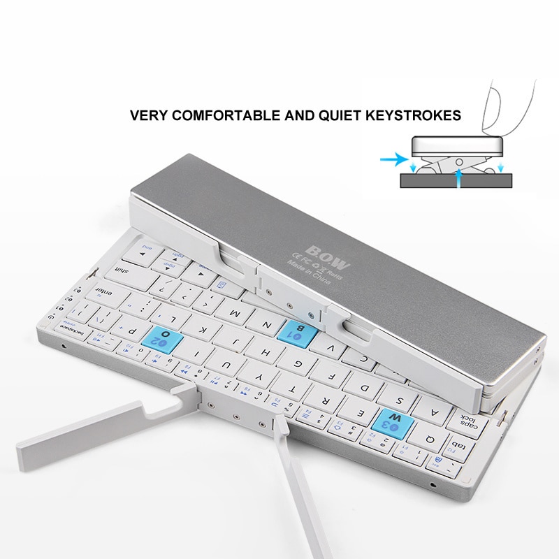 BOW Foldable Keyboard Wireless Bluetooth Folding Keyboard With Stand Rechargeable Mini Keyboard For Phone Tablet - Dropshipping