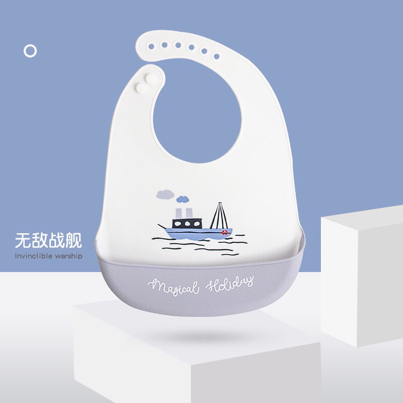 Yếm ăn dặm silicone 3D có máng hứng Muslin Tree