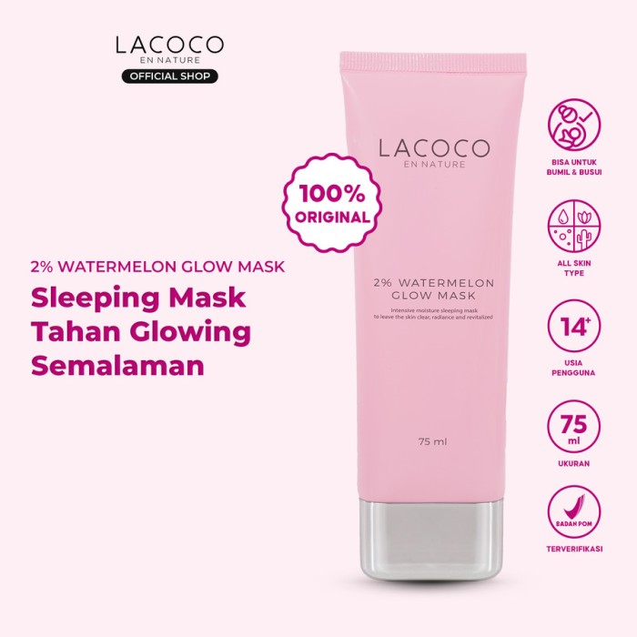 Lacoco Watermelon Glow Mask Sleeping Mask Original Lazada Indonesia