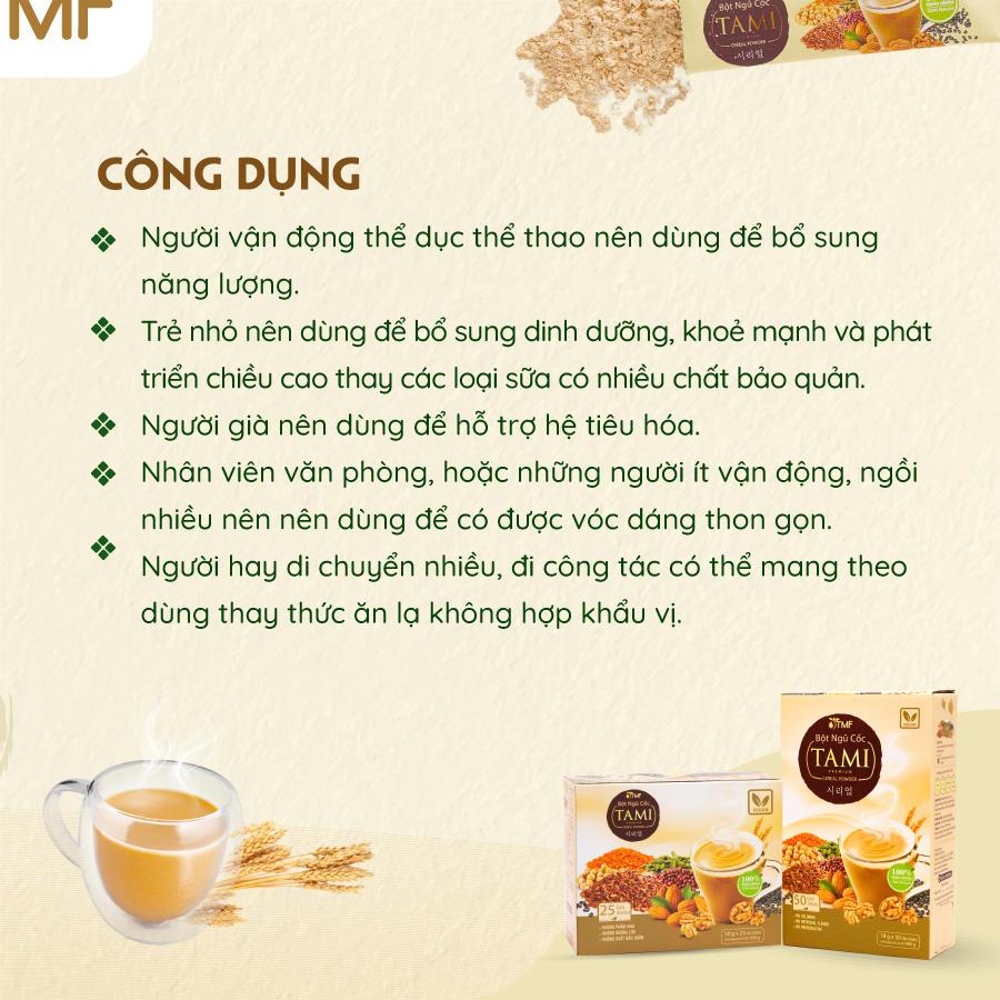 Bột Ngũ Cốc TAMI 900gr có đường