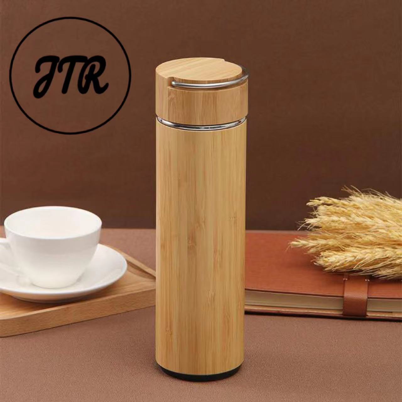 550ML Bamboo Tumbler Vacuum Double-Walled 304 Stainless Steel Flask  W/Strainer Wood Bottle