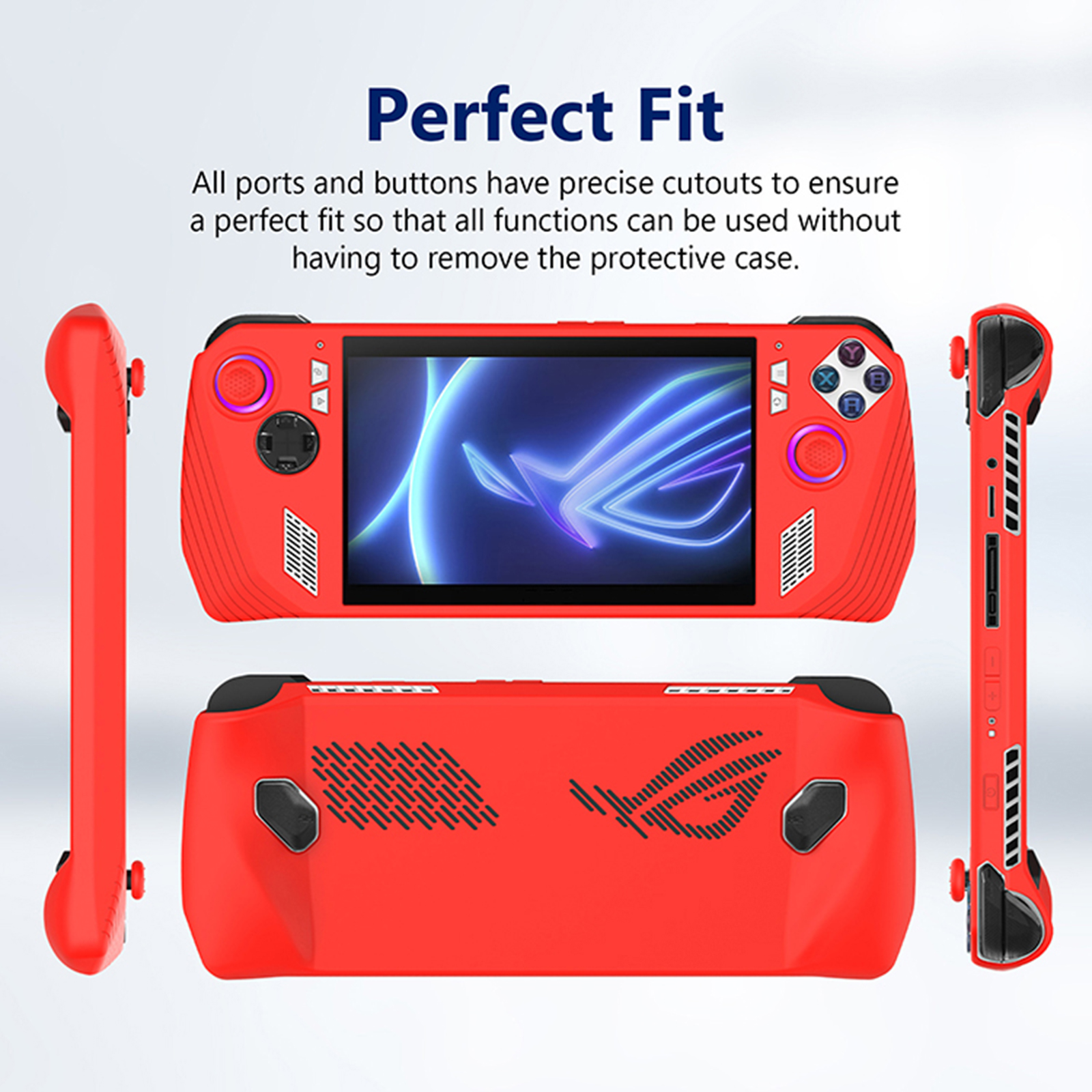 Đầy đủ bọc Silicone bảo vệ Bìa phụ kiện + Nút mũ cho ASUS ROG Ally Máy chơi game cầm tay