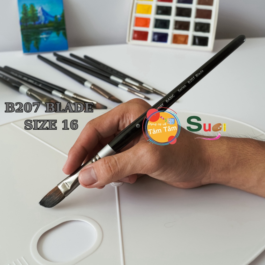 Cọ Vẽ Lông thú ( Lông Sóc )  Sunway Đầu Vát B207 Blade Brush - Tâm tâm - Sugi Art Shop
