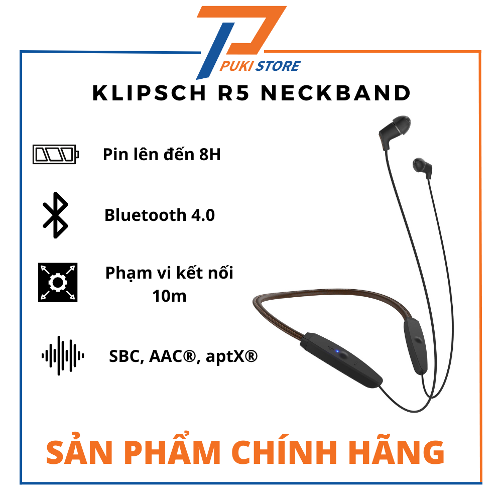 Tai nghe Wireless Klipsch R5 Neckband - Tai Nghe Thể Thao Vòng Cổ Klipsch R5 Neckband