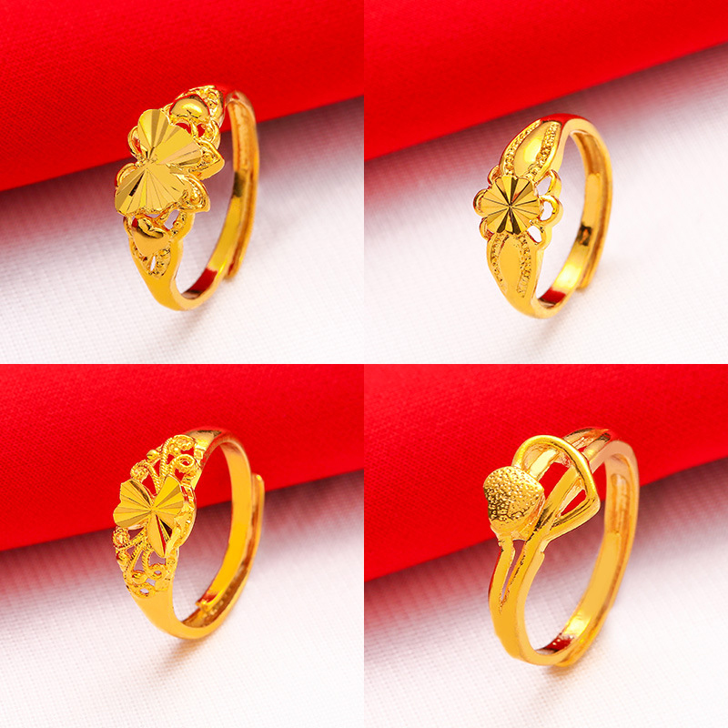 Gold%20Plated%20Women's%20Open%20Adjustable%20Ring%20Lucky%20Transfer%20Flower%20Finger%20Ring%20For%20Women%20Wedding%20Bride%20Jewelry%20Accessories%20-%20Image%203