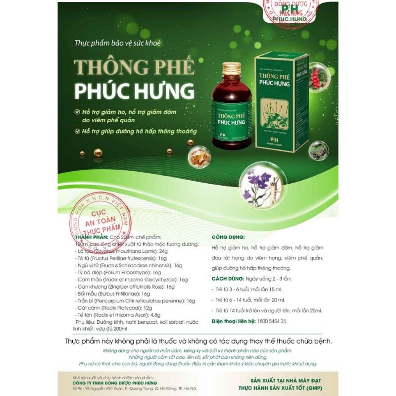 Thông phế phúc hưng thực phẩm bảo vệ sức khoẻ