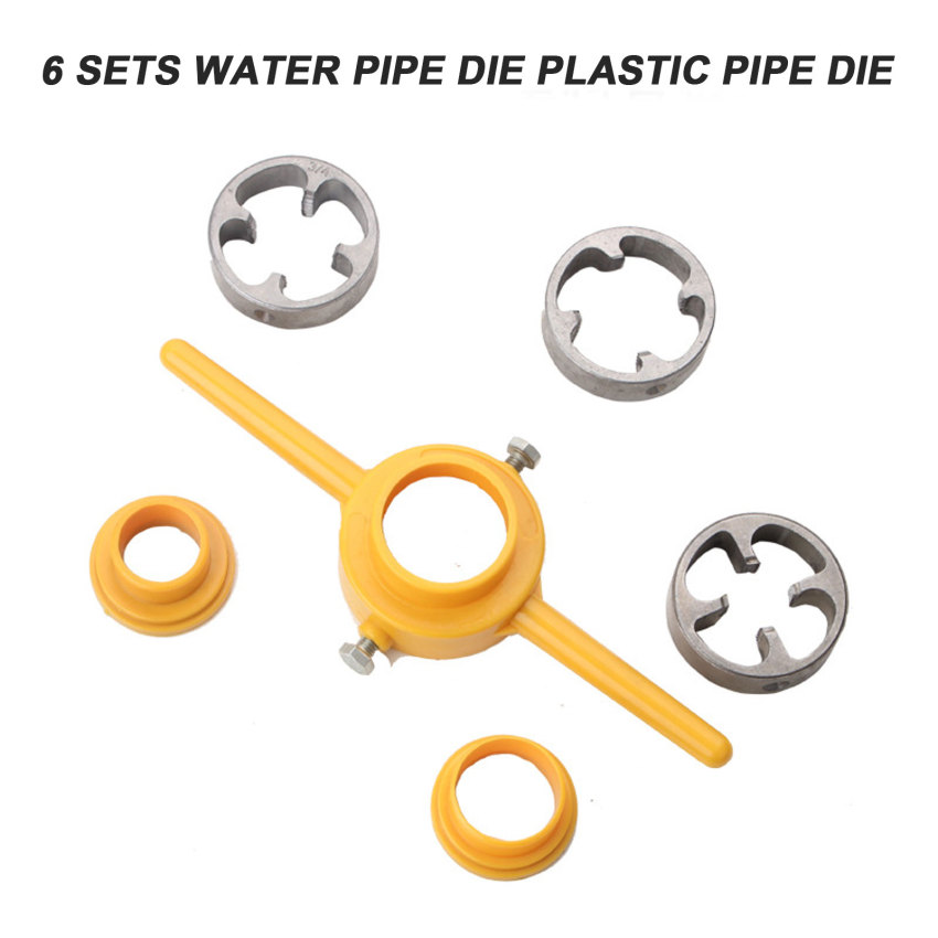 6pcs PVC Pipe Threader NPT Thread Tap Die Set Powerful 1/2 3/4 1 Inch Plumbing PVC Thread Tool Maker Screw Die Set Hand Tool