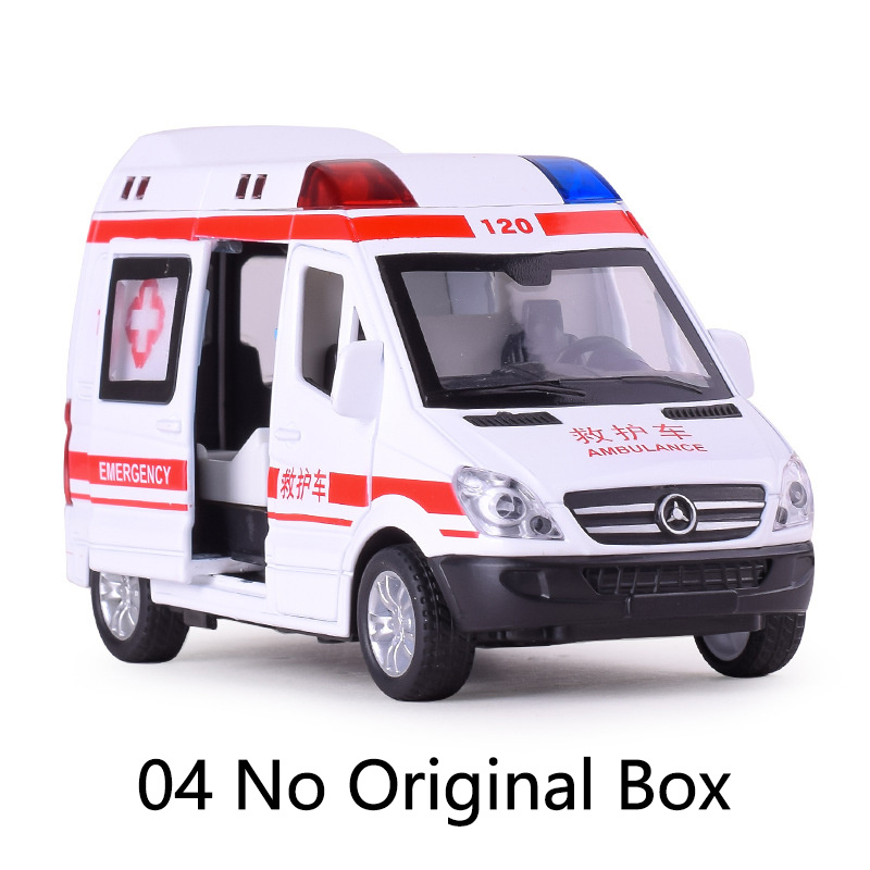 1/32 Alloy Diecast Car Model Ambulance Police Car Fire Engine Auto Model Metal Body Pull Back 5 Doors Open Vehicle Children Toys. 