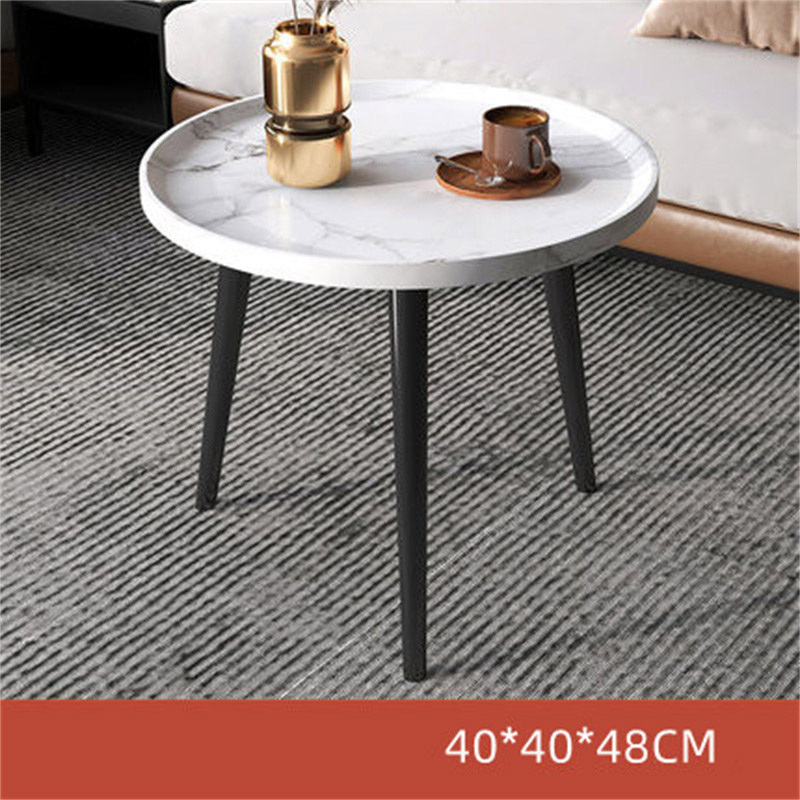 Simple and modern Nordic simple living room, small unit sofa, side table with wooden legs, circular tea table
