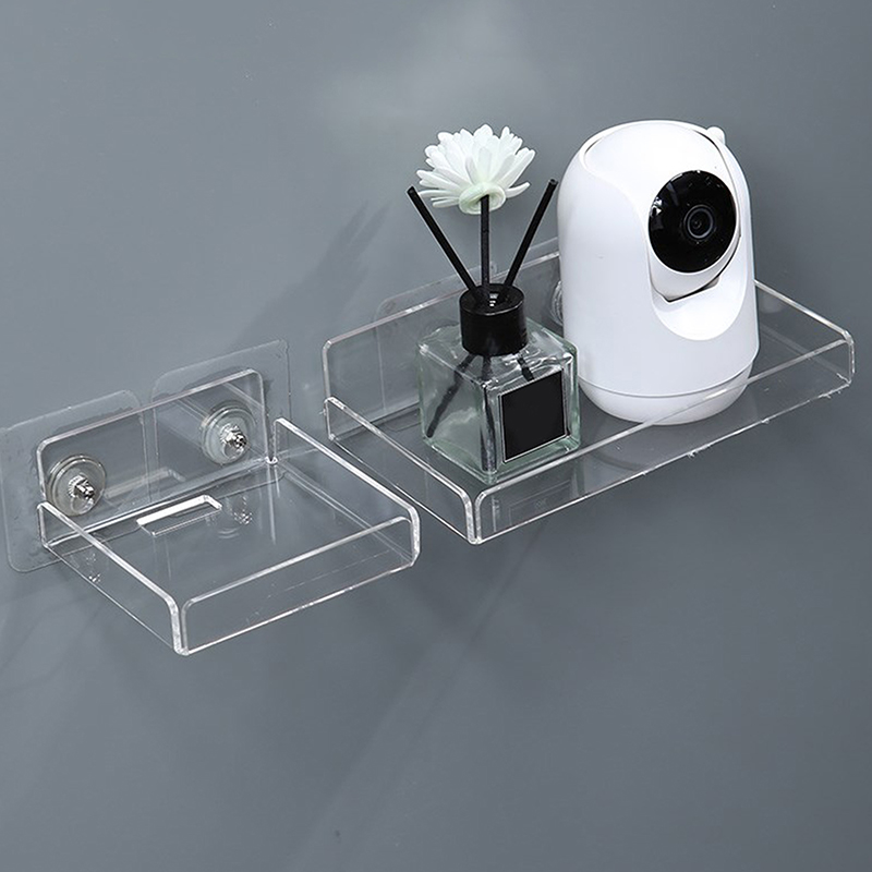 Floating Shelf Camera Acrylic Wall Mount Floating Shelf No Drill Adhensive Mini Security ...
