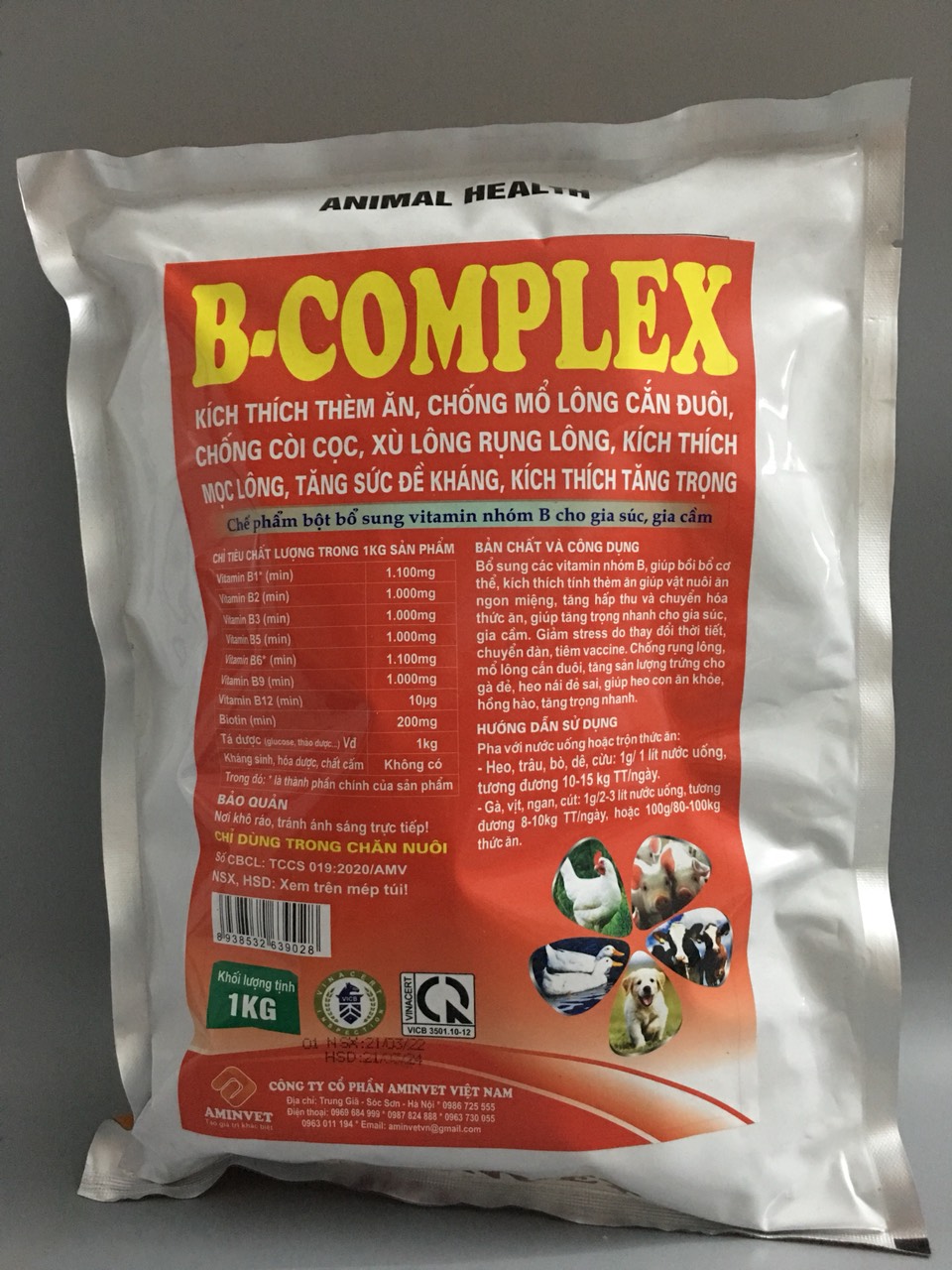 Bcomplex dùng cho chó, mèo, lợn, gà (1kg/gói)