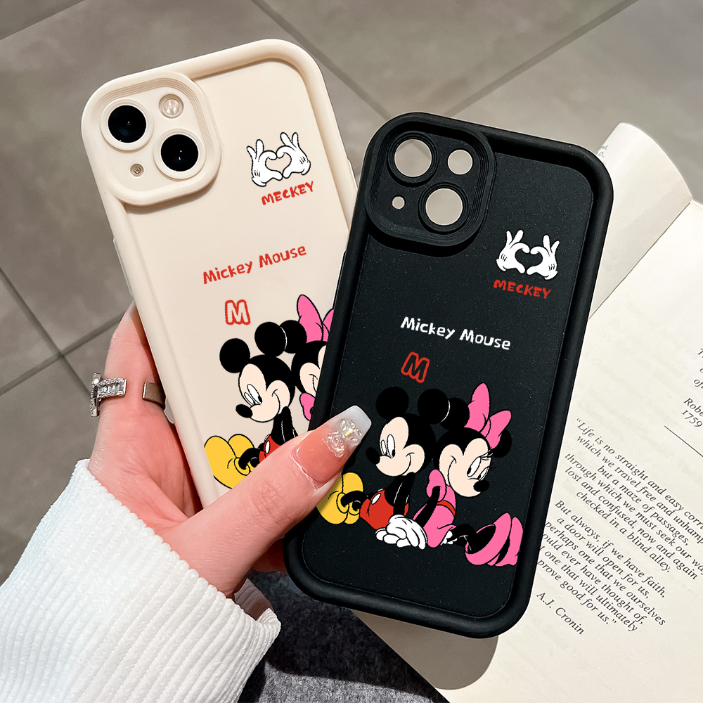 ZCSIBORUI for Redmi Note 13 Pro Plus Note 13 Pro 5G Note 13 5G Back Cover Cute Cartoon Mickey and Minnie Hand in Hand Pattern Soft Camera Protection Rubber Square Ladder Phone Case. 