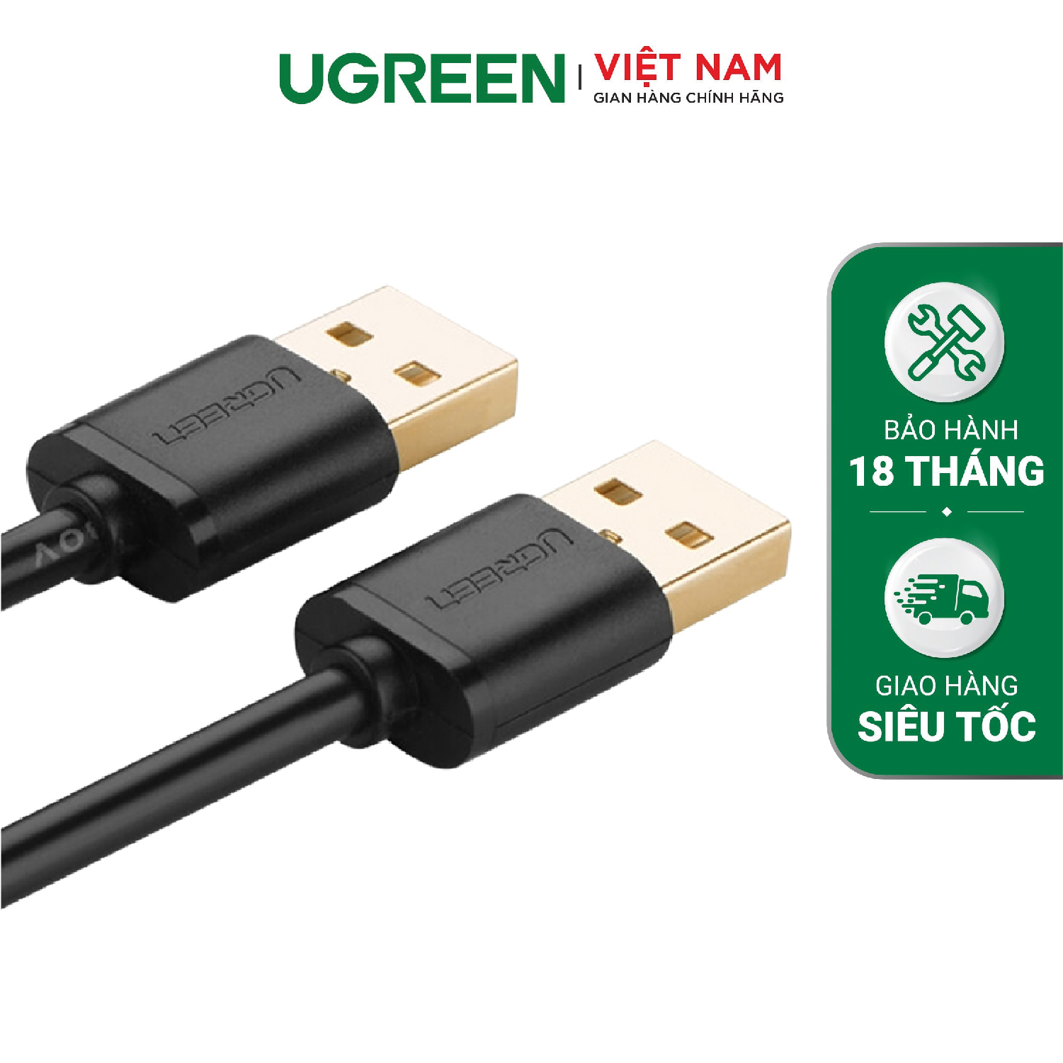 Dây USB 2.0 mạ vàng 2 đầu đực dài 0.25M UGREEN US102 10307 - Hãng phân phối chính thức