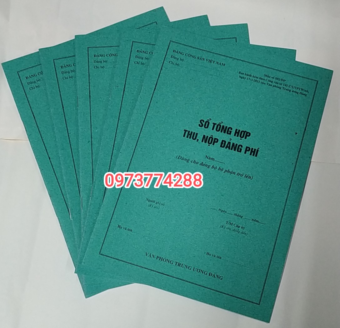 5 quyển sổ tổng hợp thu nộp đảng phí mẫu số S02/ĐP