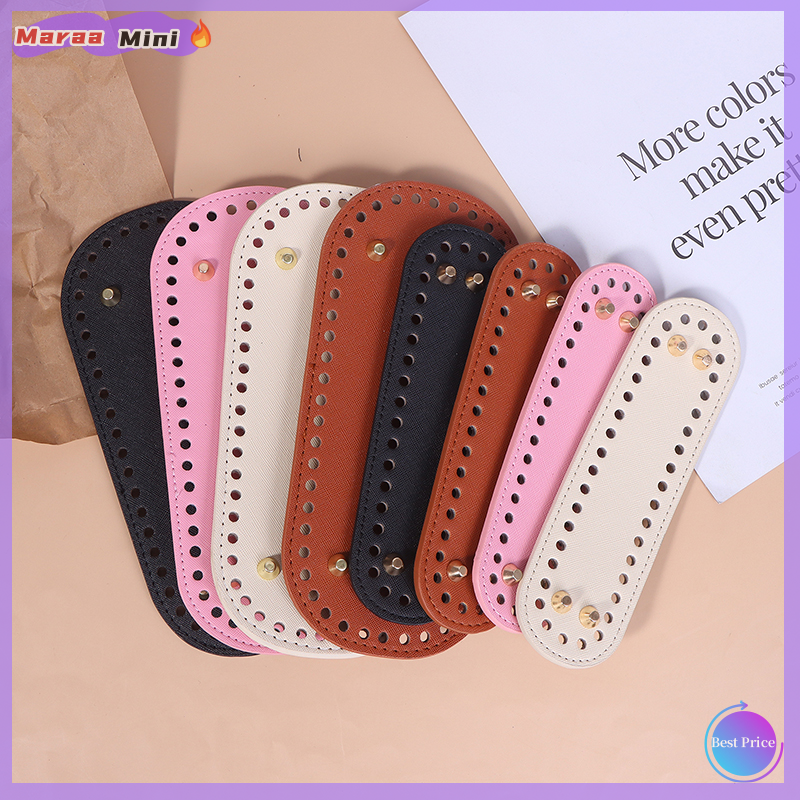 Maraa 1Pc Long Bottom for Knitted Bag PU leather Bag Base Handmade Bottom With Holes Diy Crochet Bag Bottom accessories