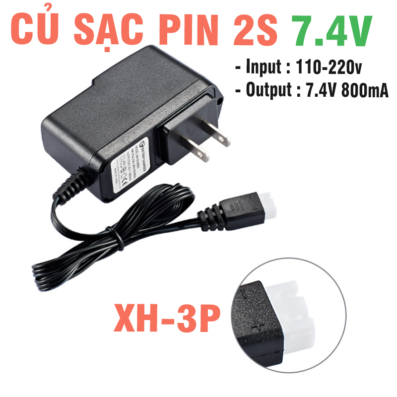 Củ sạc pin 7.4V cổng nối XH-3P (không kèm pin)
