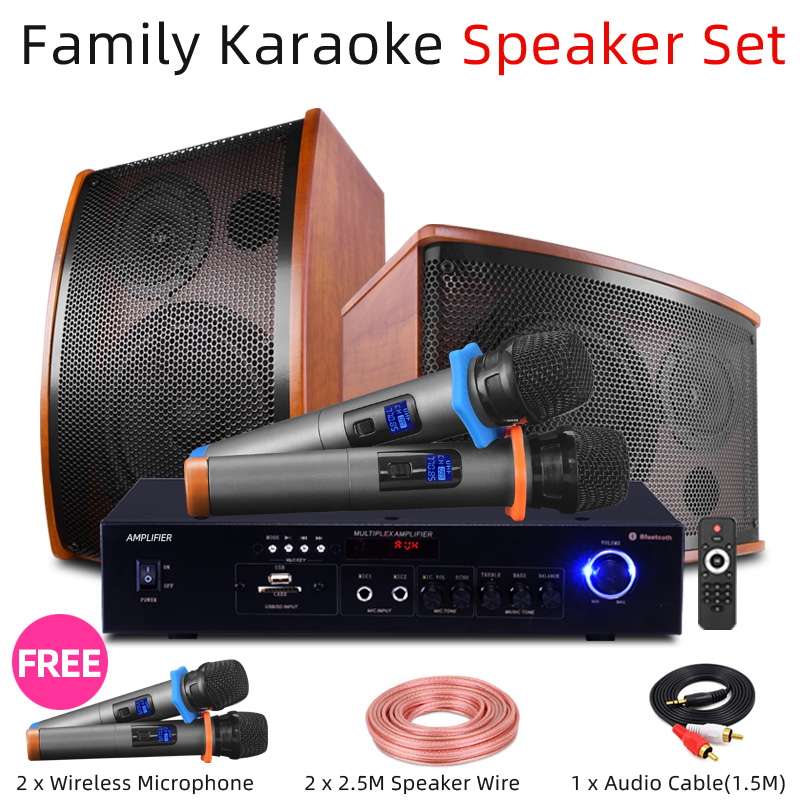Home ktv Speaker TV Stereo Karaoke System USB and Microphone input KTV Amplifier Bluetooth Play Music Computer DVD Speaker DJ PA Meeting, Dancing, Shop