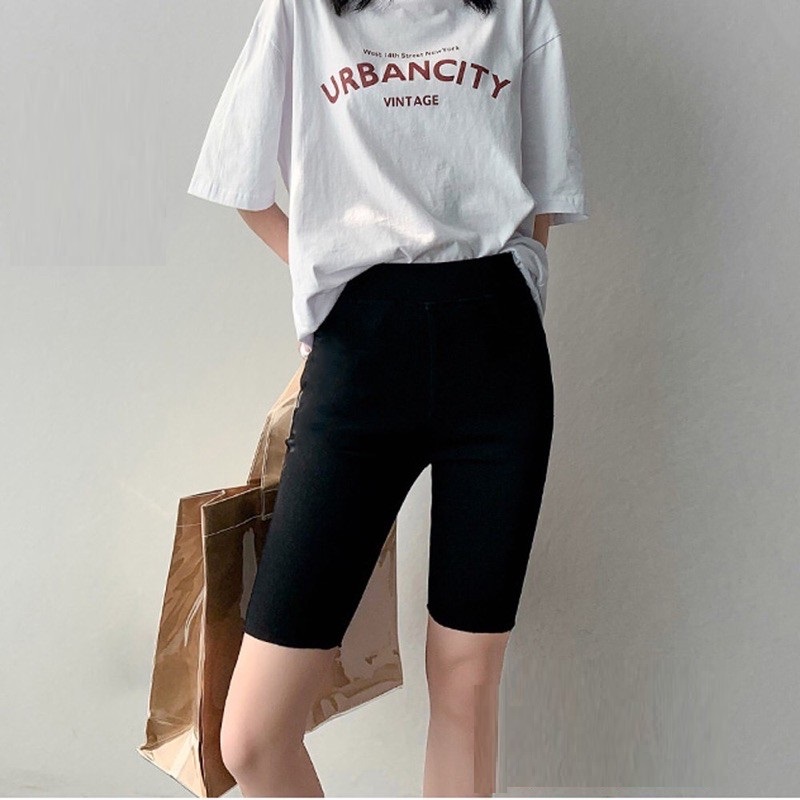 Quần đùi legging cuộn hồng, chất vải co dãn thấm hút tốt