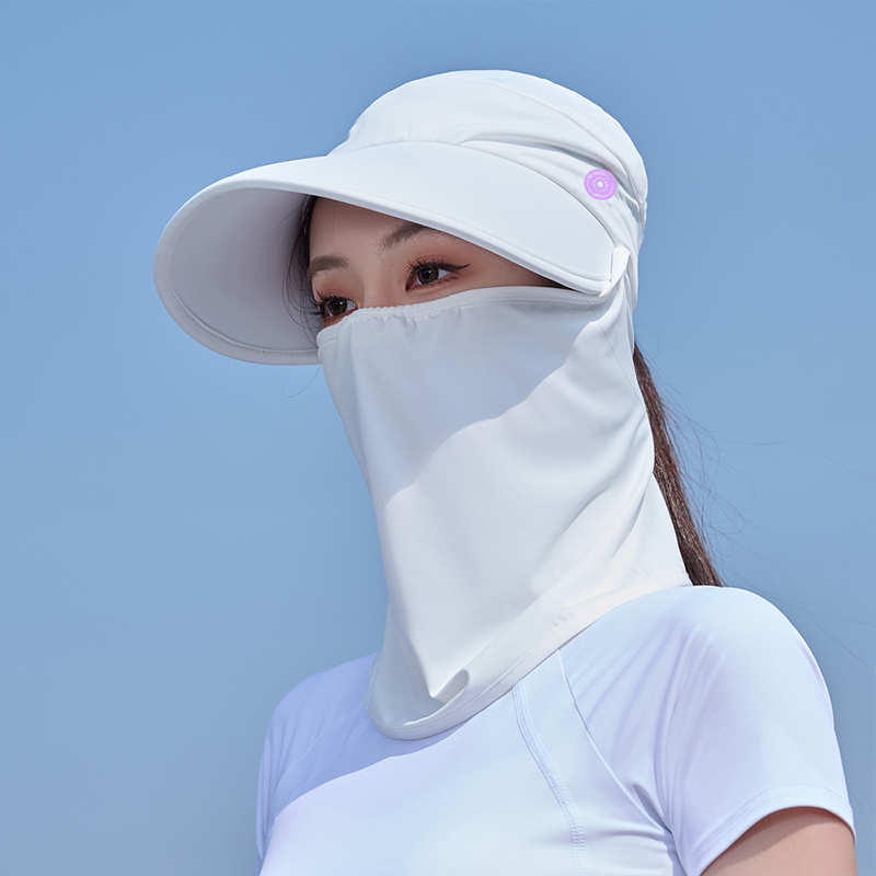 SBART Sunscreen hat for ladies with empty top UV protection large brim nylon ice silk face protector sun visor hat