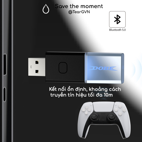 USB Bluetooth 5.0 DOBE cho tay cầm PS4 / PS5 / Xbox One SX / Switch Pro Controller
