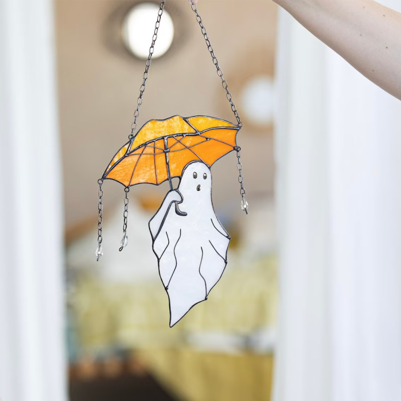 Mysterious and funny umbrella ghost hanging Halloween decoration