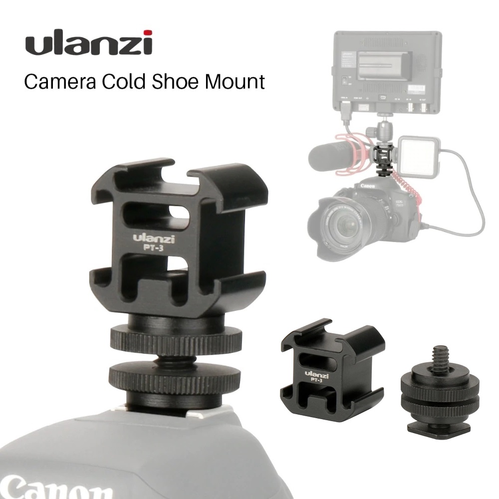 ULANZI PT-3S Triple Cold Shoe Mount + Hot Shoe Universal 1/4