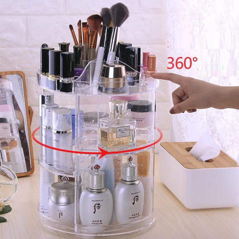 Kệ đựng mỹ phẩm trụ xoay 360 độ