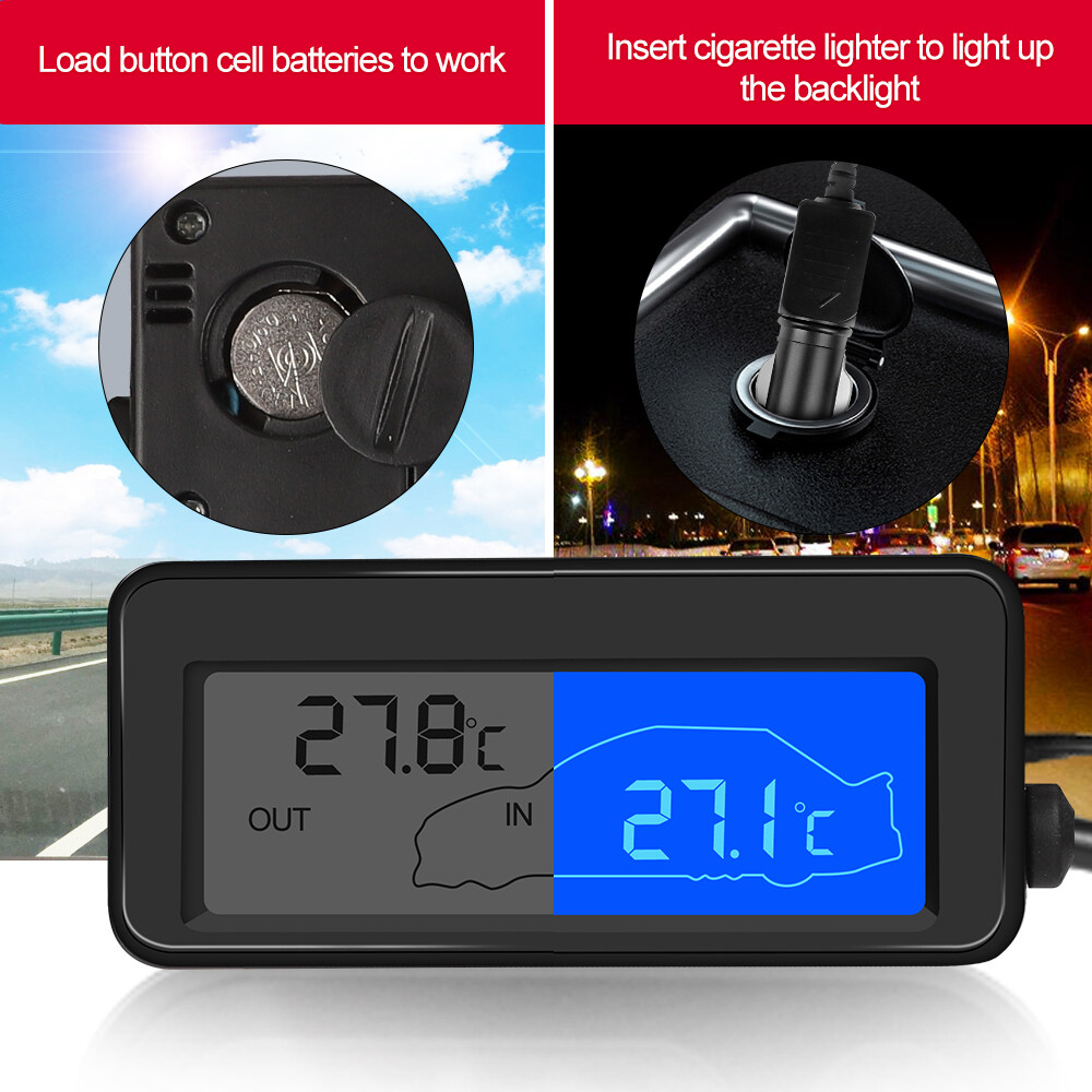 Car Digital Temperature Mini LCD Waterproof Indoor Outdoor Convenient Temperature Sensor With 1.5M Cable