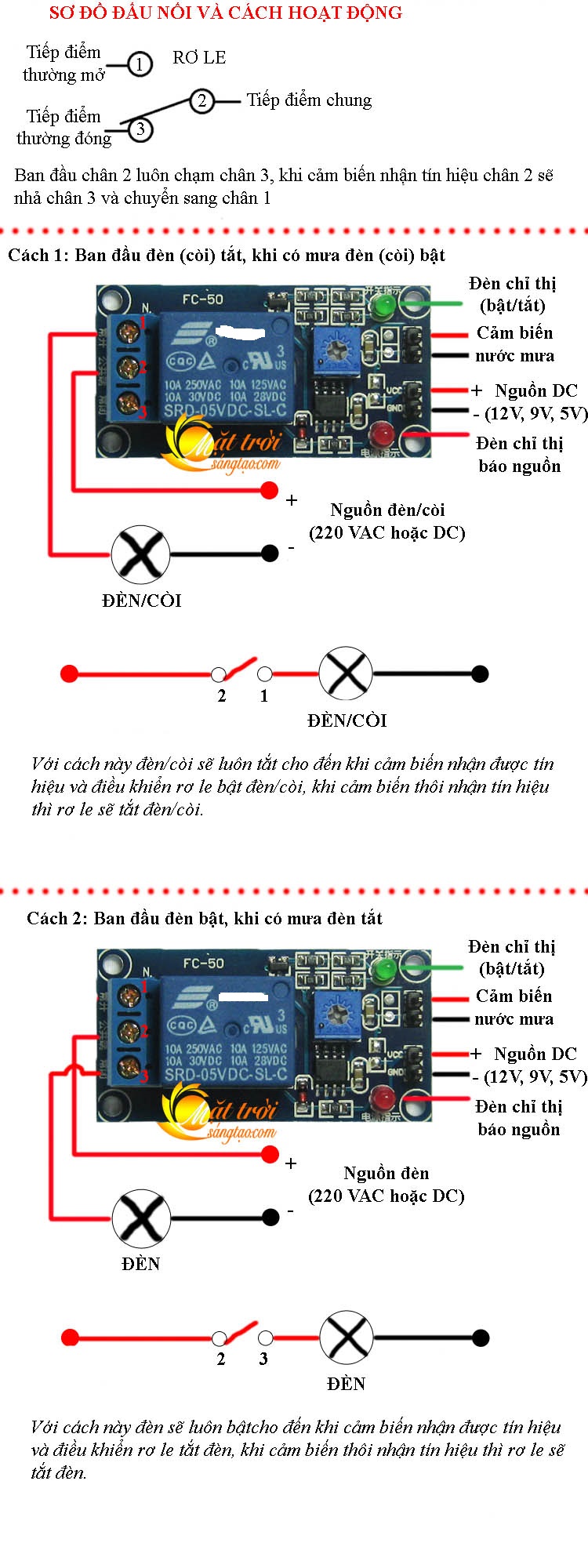 Mạch công tắc cảm biến nước mưa