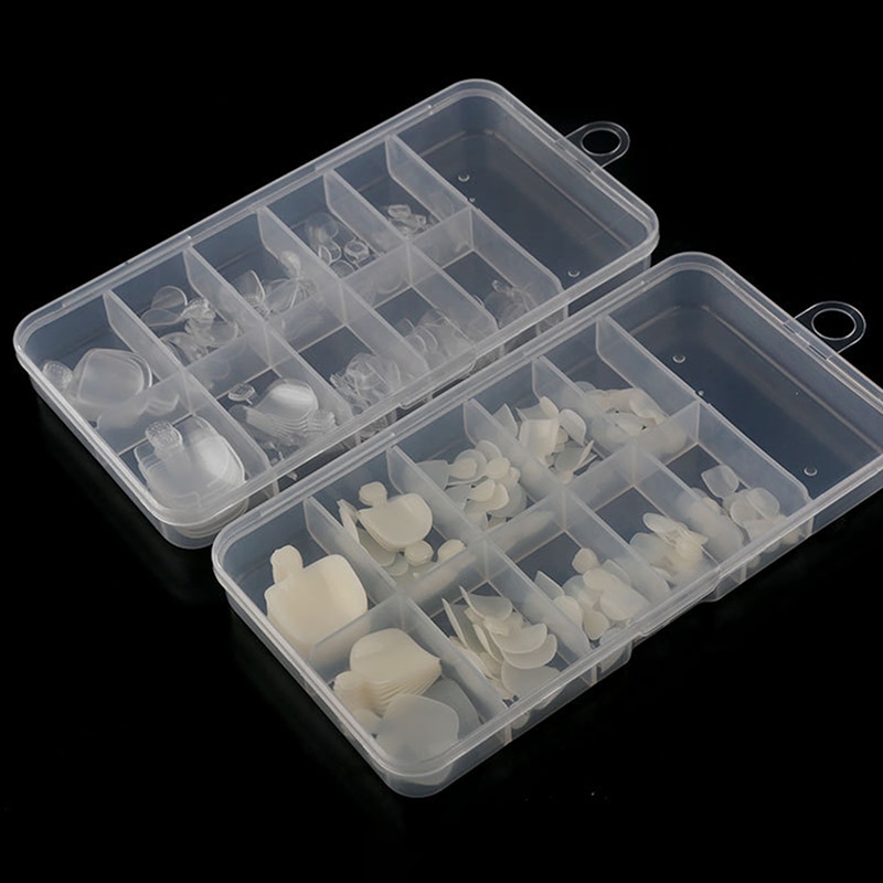 BeliefMelief  Profesional  100PCS/Box Acrylic Pointed False Toe Nails Manicure Kits Nail Art Decoration Box Transparent Tips Feet Full Nail Manicure Kits. 