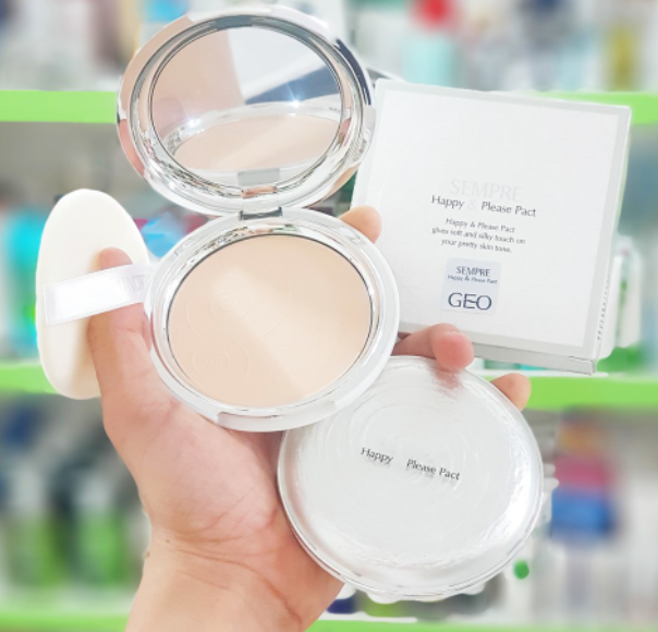 [SIÊU HOT] Phấn Phủ Geo trắng Sempre Happy & Please Pact siêu mịn (22g)