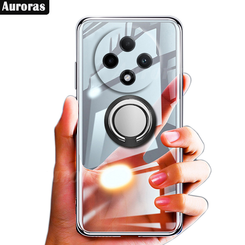 For OPPO F27 Pro Phone Case Ring Ultra Thin HD Clear Transparent Car Kickstand Bracket Soft Air Cushion Armor Cover for OPPO F27 Pro+ Cover Casing HP